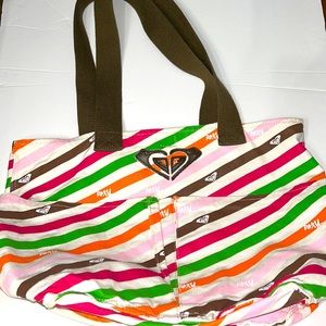 Roxy candy stripe beach tote